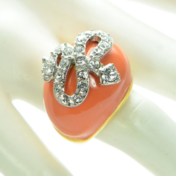 Kenneth Jay Lane KJL Enamel & Crystal Snake Cocktail Ring